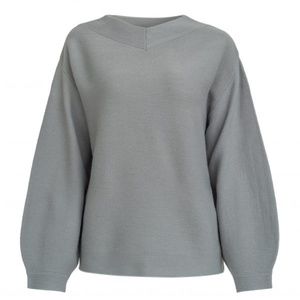 LiZEY Women’s V-neck Pullover Grey Sweater